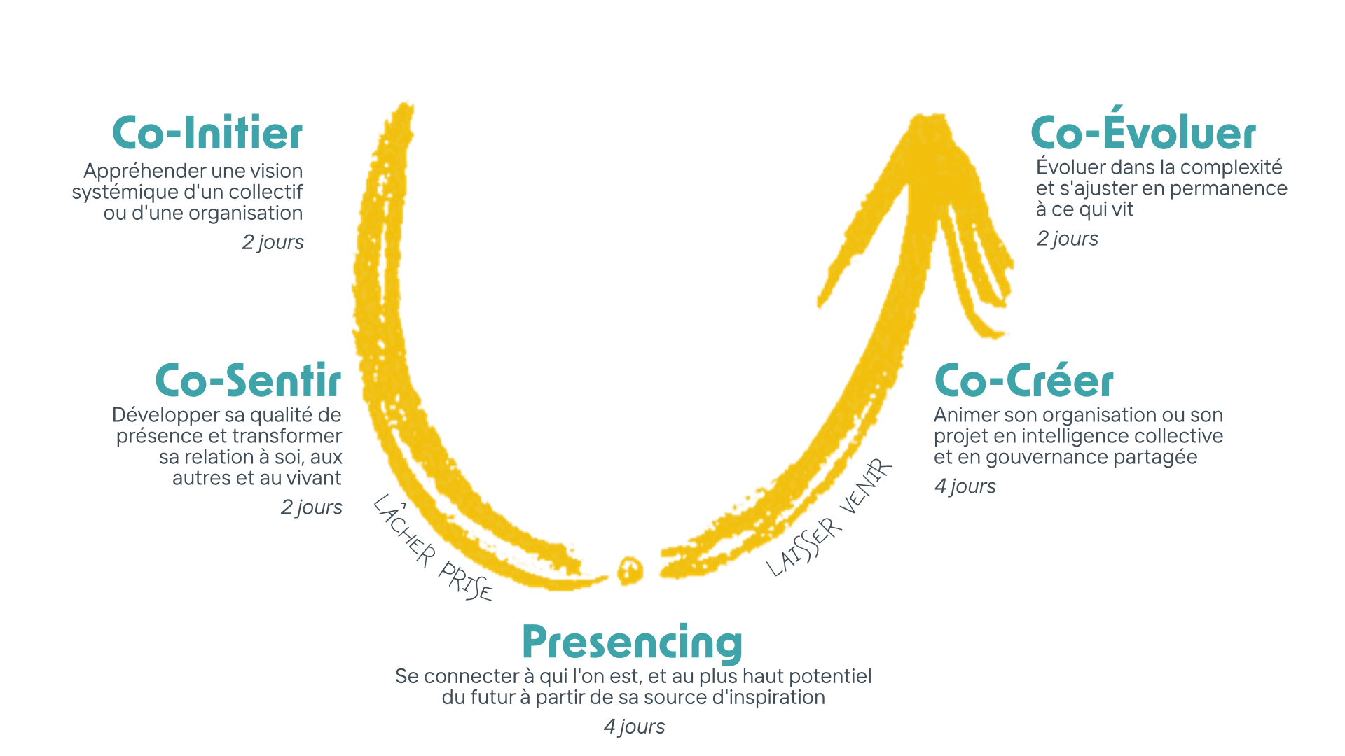 le chéma d'un parcours de formation en U selon la théorie U d'Otto scharmer